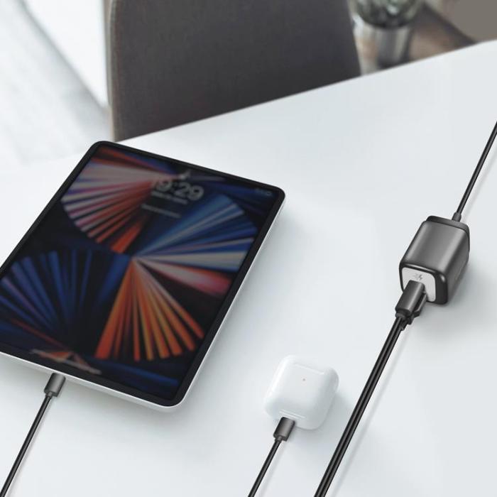 LogiLink - Logilink Väggladdare 1xUSB-A + 1xUSB-C med fast kabel 1.5m GaN 30W