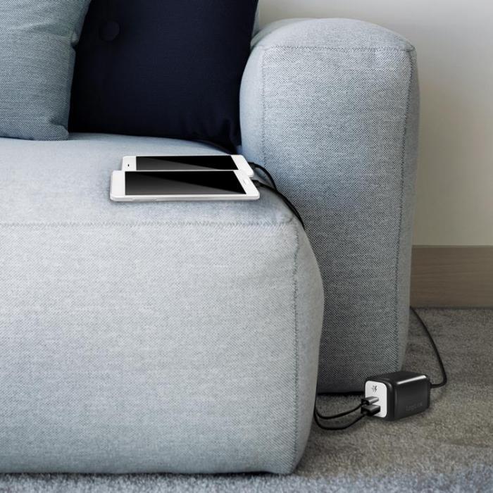 LogiLink - Logilink Väggladdare 1xUSB-A + 1xUSB-C med fast kabel 1.5m GaN 30W