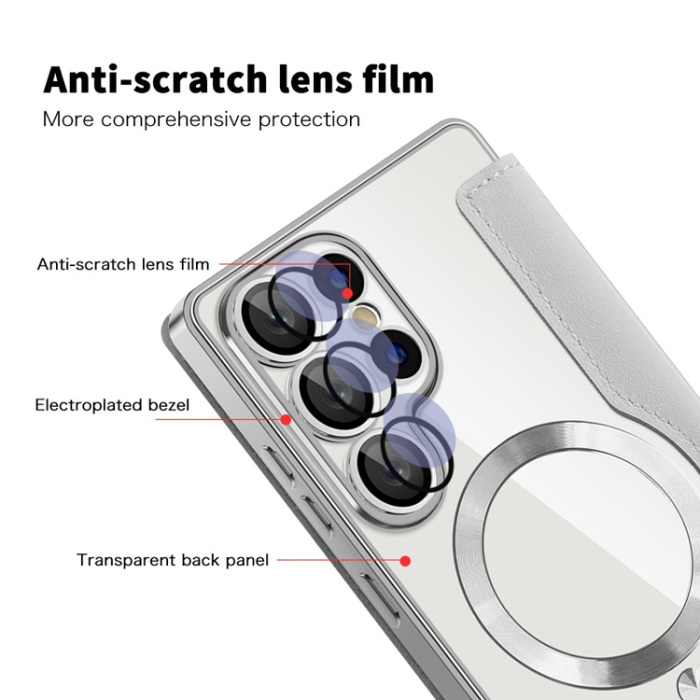 A-One Brand - Galaxy S25 Ultra Plånboksfodral MagSafe RFID Blocking - Silver