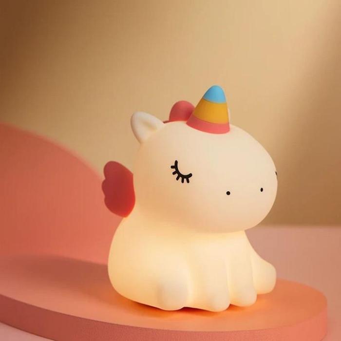 OEM - LED Nattlampa Tryck Unicorn Art Deco - Vit