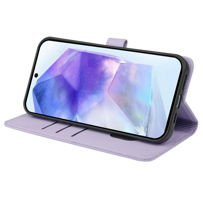 OEM - Samsung Galaxy S26 Skal Magnetlås Fyrklöver Äkta Läder - Ljuslila