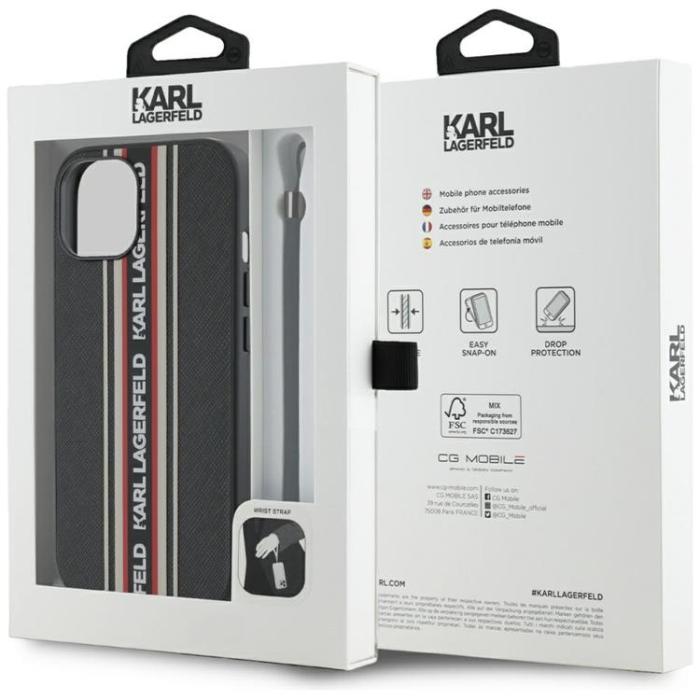 KARL LAGERFELD - Karl Lagerfeld iPhone 15 Mobilskal Athleisure Stripes Cord - Röd