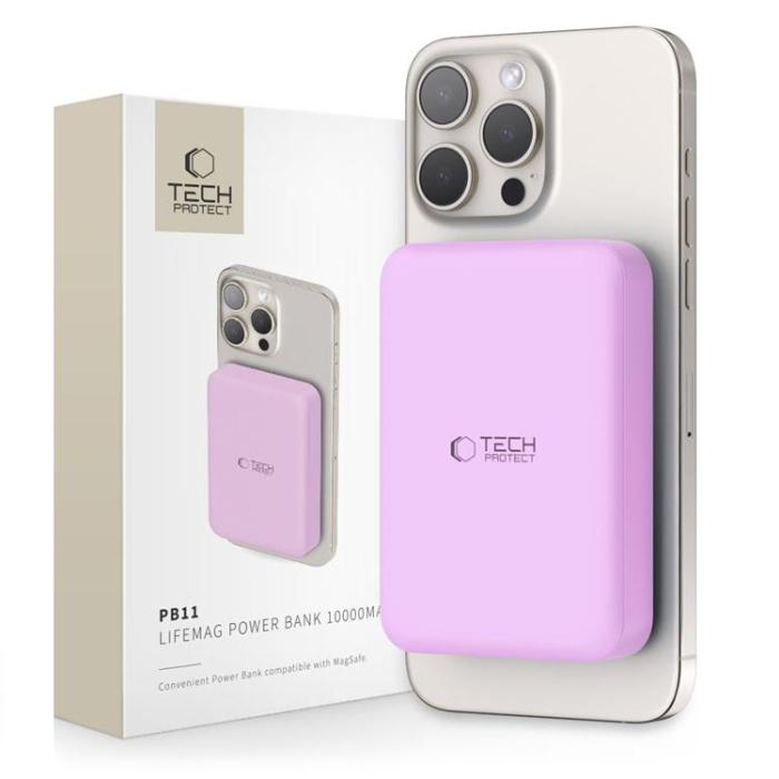 Tech-Protect - Tech-Protect Power Bank 10000mah Magsafe PB11 Lifemag - Lilac