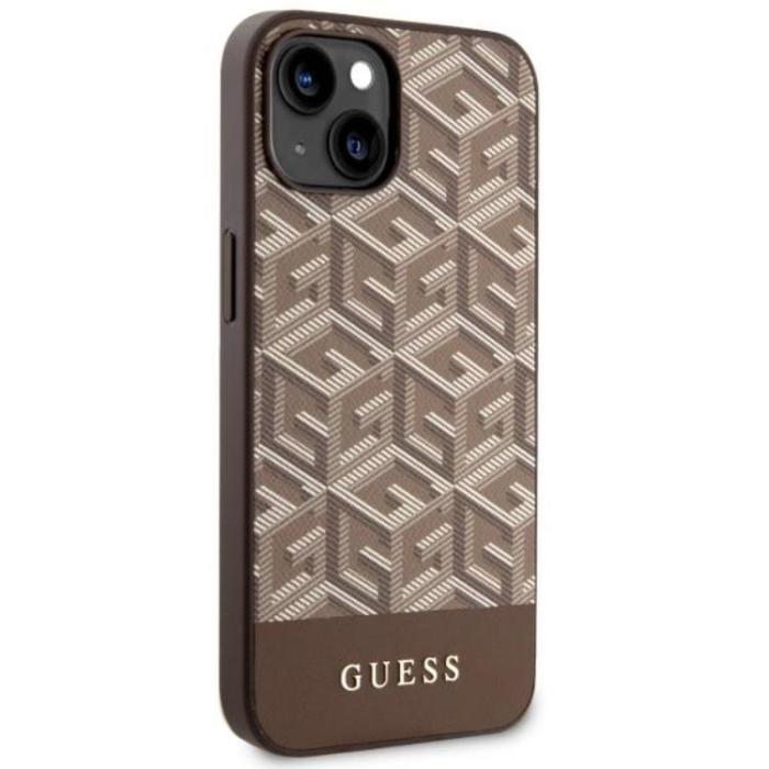 Guess - Guess iPhone 14 Plus Mobilskal MagSafe GCube Stripes - Brun