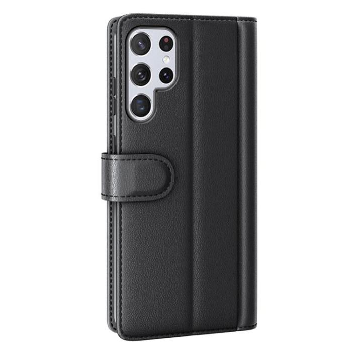 A-One Brand - Magnetisk Äkta Läder Fodral Galaxy S22 Ultra - Svart
