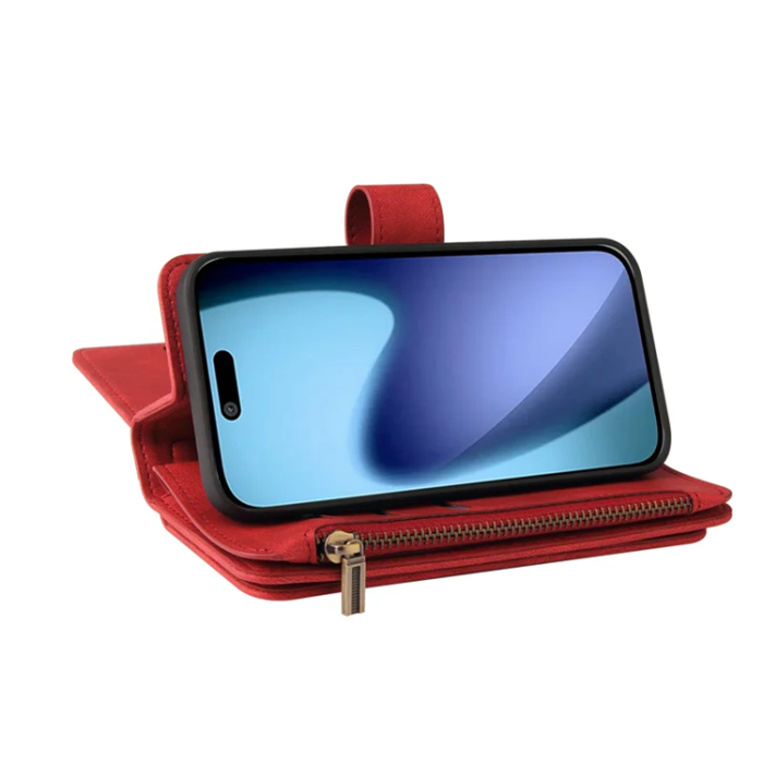 A-One Brand - iPhone 17 Air Konstläder Plånboksfodral Zipper Rem