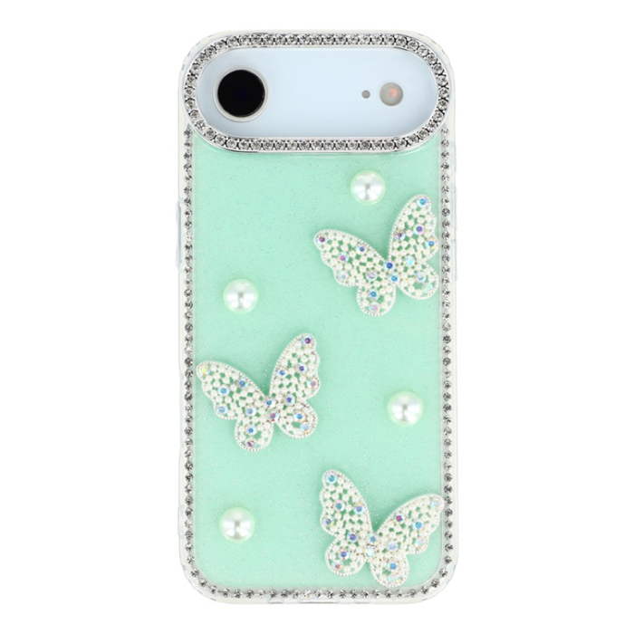 A-One Brand - iPhone Air Mobilskal Rhinestone Edge Pearl Butterfly