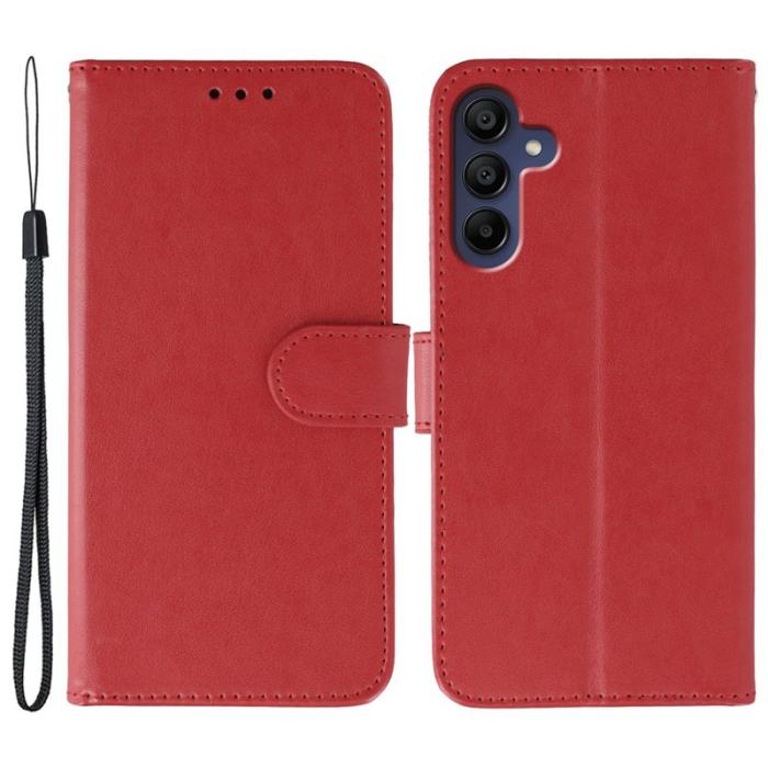 OEM - Samsung Galaxy S26 Fodral PU Läder Flip med Rem - Röd