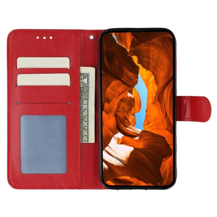 OEM - Samsung Galaxy S26 Fodral PU Läder Flip med Rem - Röd