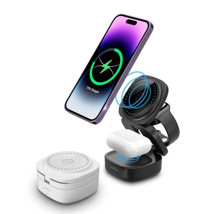 Maxlife - Maxlife 3-in-1 Trådlös Laddare Magnetisk 15W - Vit