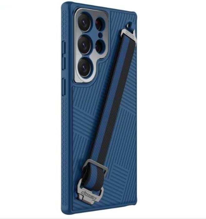 Nillkin - Nillkin Galaxy S23 Ultra Skal Stripe Handrem - Blå
