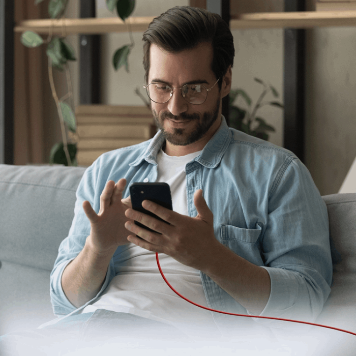 SBS - SBS USB-C - USB-C Kabel 1.5m 60W Braided - Röd