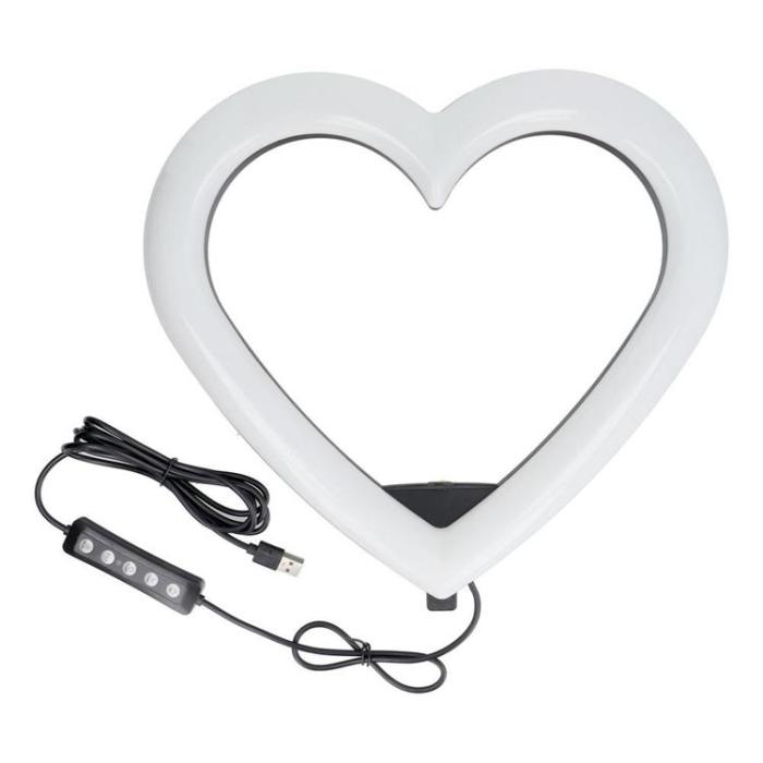 OEM - LED Ring lamp Heart 12 tum med hållare till mobil