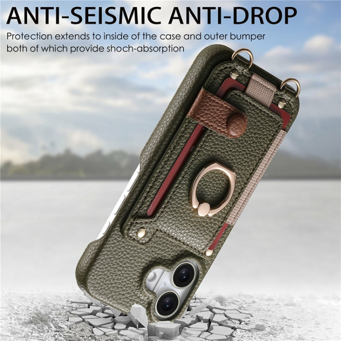 A-One Brand - iPhone 17 Mobilskal med Korthållare Ring Kickstand