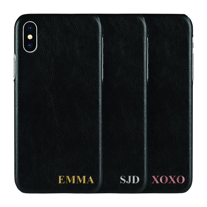 TheMobileStore - Designa själv - iPhone XS/X konstläder skal - SVART