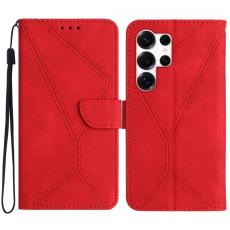 OEM - Mobilskal till Samsung Galaxy S26 Ultra KonstL&auml;der Flip Skydd - R&ouml;d