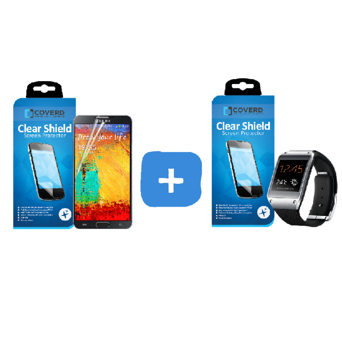 UTGATT4 - CoveredGear Clear skärmskydd till Samsung Galaxy Note 3 + Samsung Galaxy Gear