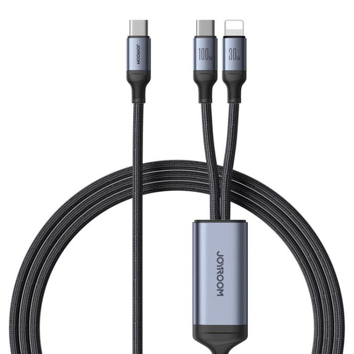 Joyroom - Joyroom 2in1 USB-C till Lightning kabel 100W 1.5m - Svart