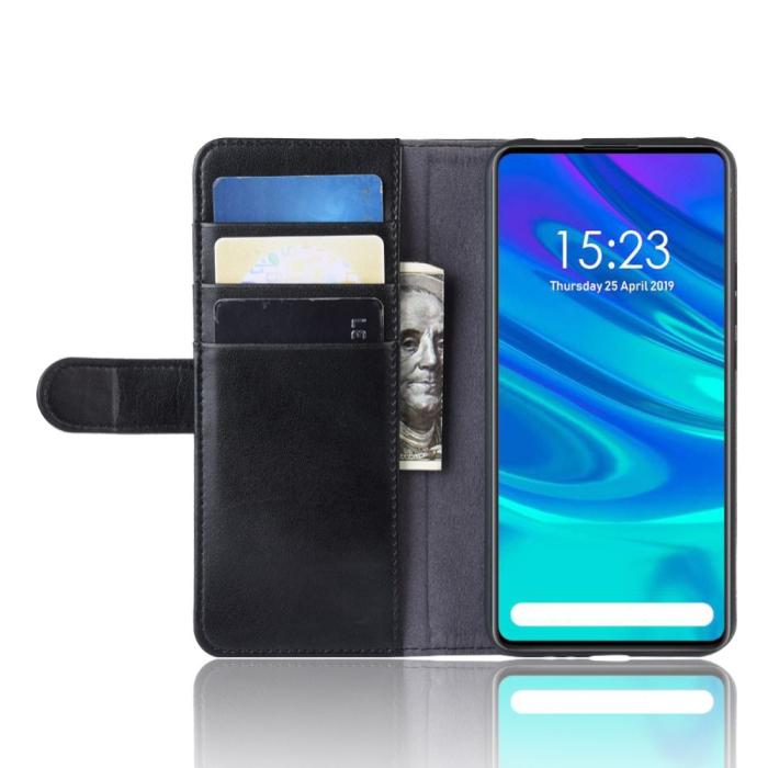 OEM - Äkta Läder Plånboksfodral Huawei P Smart Z - Svart
