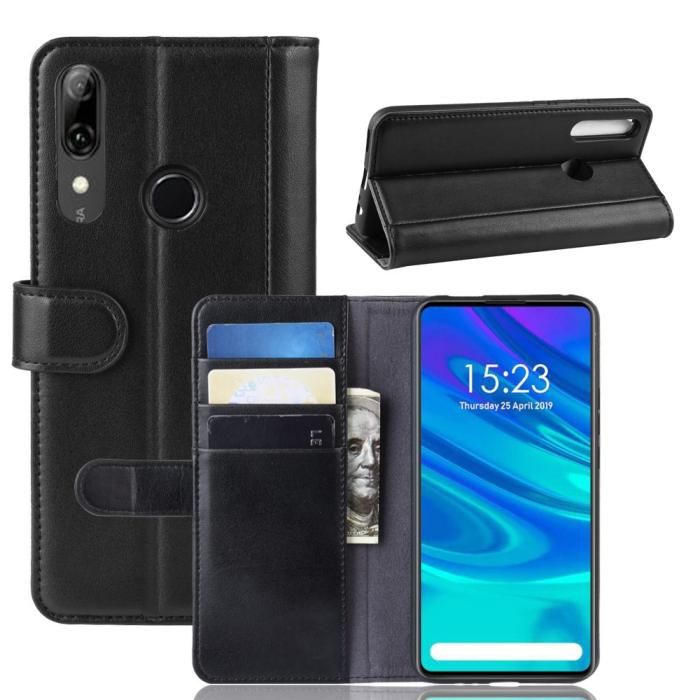 OEM - Äkta Läder Plånboksfodral Huawei P Smart Z - Svart