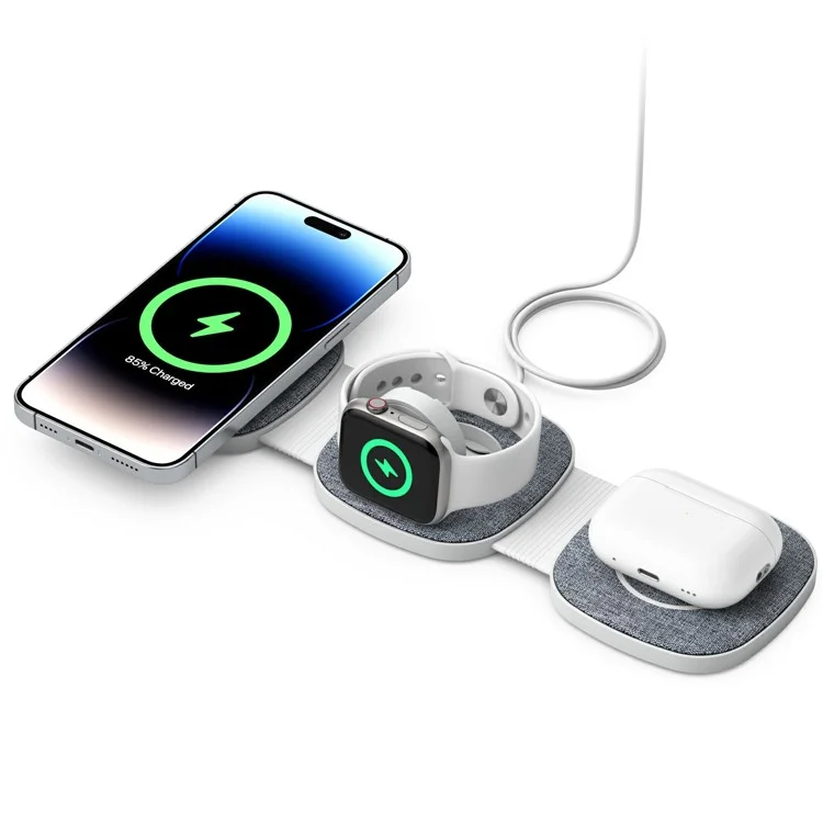 3in1 MagSafe Trådlös Laddare iPhone Apple Watch Airpods - Grå | 505295 | AlltMobil