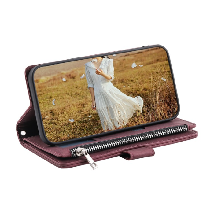 OEM - Galaxy S23 Plus Plånboksfodral Rhombus - Vinröd
