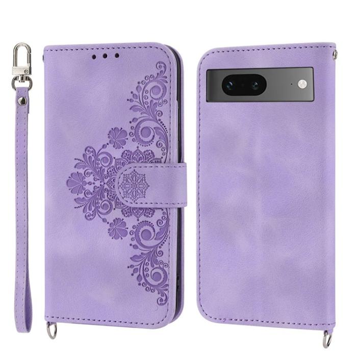 A-One Brand - Google Pixel 7 Plånboksfodral Imprinted Flower - Lila