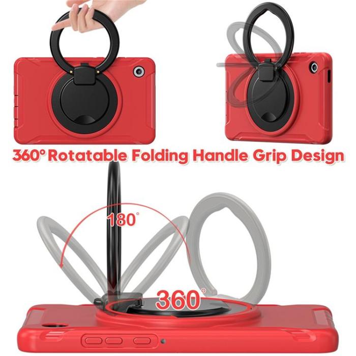 A-One Brand - Galaxy Tab A11 Skal Rotary Kickstand Handle - Röd