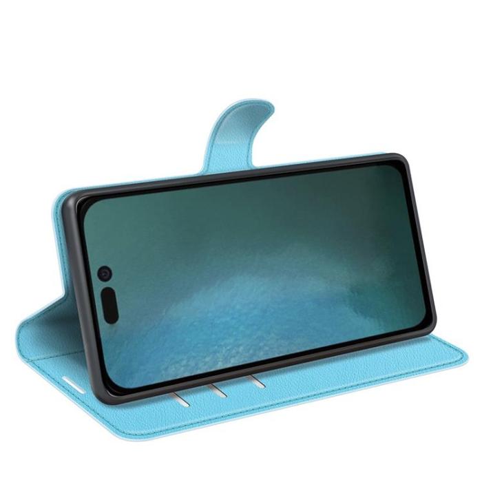 OEM - Litchi Flip iPhone 14 Plus Plånboksfodral - Blå