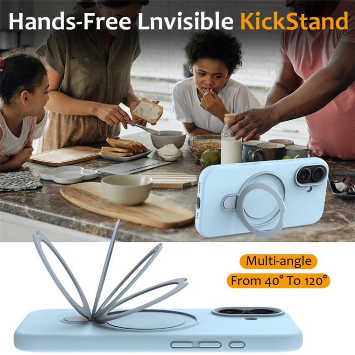 A-One Brand - iPhone 17 Mobiskal MagSafe Kickstand PC + Silikon - Himmelsblå