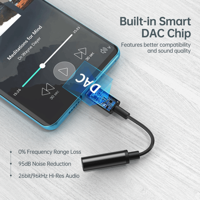 Choetech - Choetech USB-C till Ljudadapter DC 3.5 mm - Svart