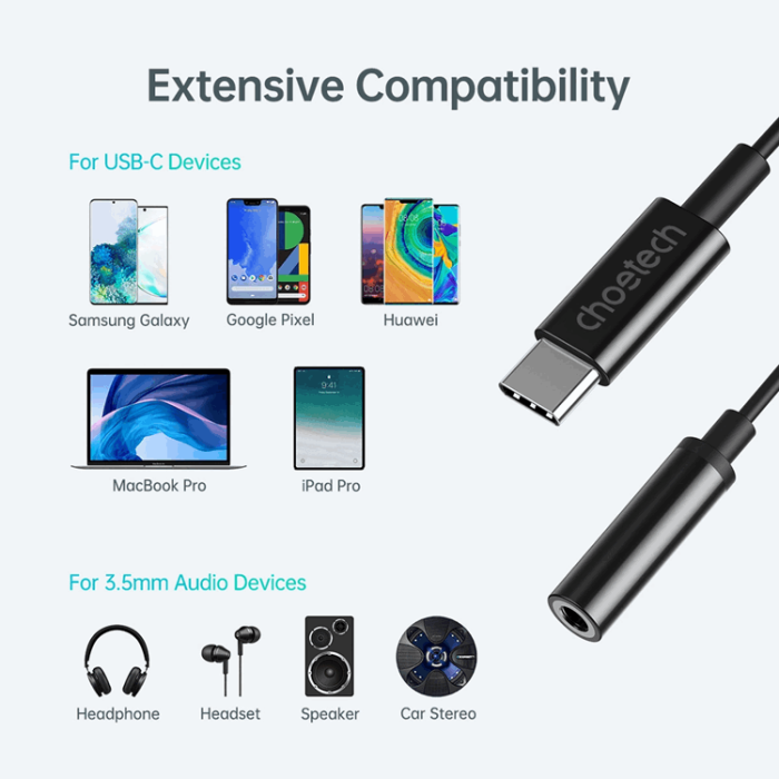 Choetech - Choetech USB-C till Ljudadapter DC 3.5 mm - Svart