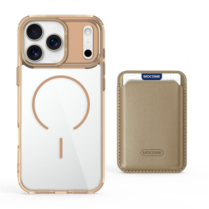 A-One Brand - iPhone 17 Pro Max Mobilskal MagSafe med Korthållare - Guld