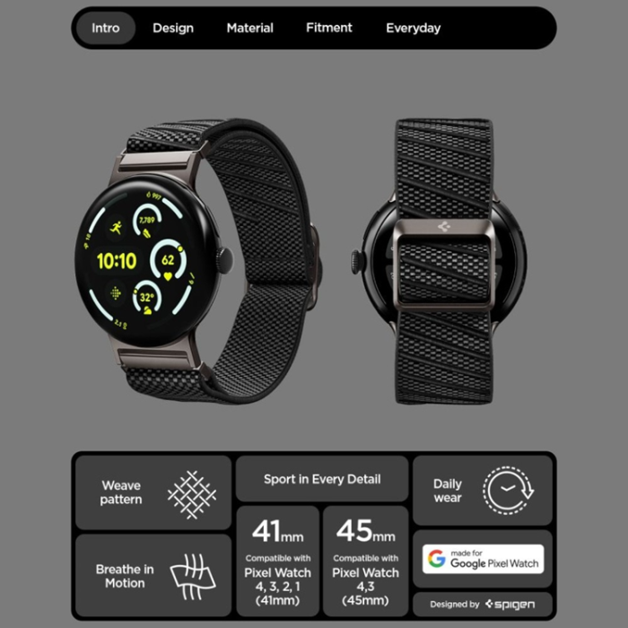 Spigen - Spigen Armband För Google Pixel Watch 41mm Fit X - Svart