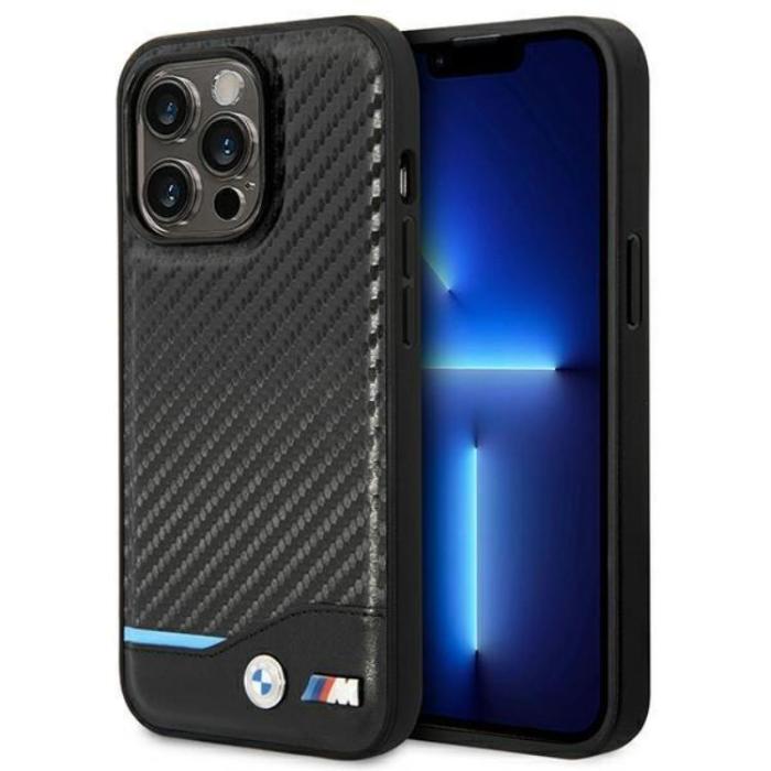 BMW - BMW iPhone 14 Pro Max Skal Läder Carbon - Svart