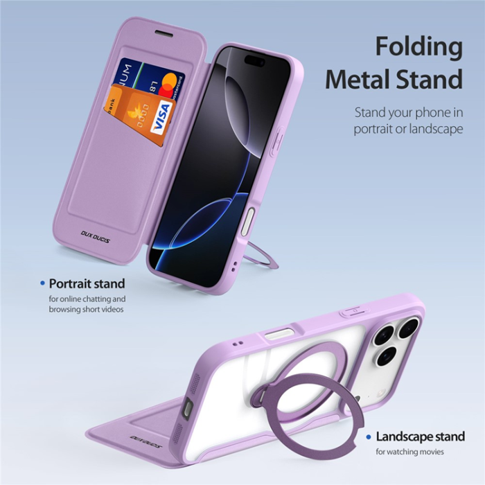 Dux Ducis - Dux Ducis iPhone 17 Pro Max Plånboksfodral MagSafe Skin X Pro Kickstand