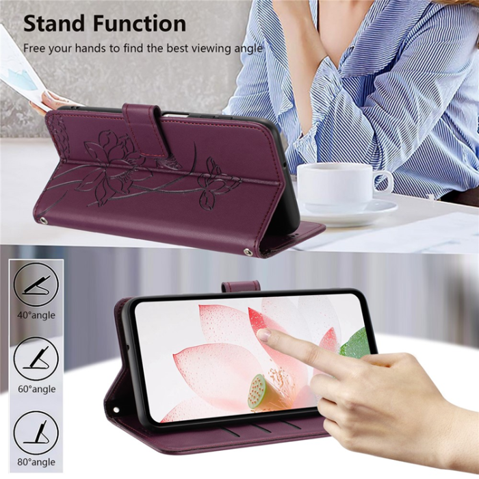 A-One Brand - Sony Xperia 10 VII Plånboksfodral Lotus Imprint - Vinröd