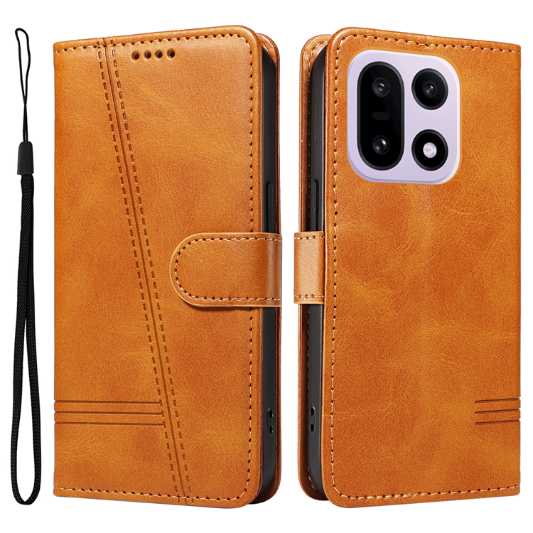 OnePlus 15 5G Plånboksfodral T-Shape Lines Konstläder (Brun) | 2353 | AlltMobil