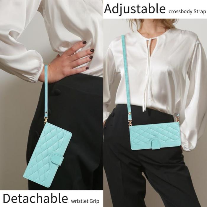 A-One Brand - Xiaomi 17 Pro Max Plånboksfodral Rhombus Läder Med Rem - Grön