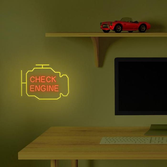 Neolia - Neolia LED Neon PLEXI CHECK ENGINE NNE21 - Gul/Röd