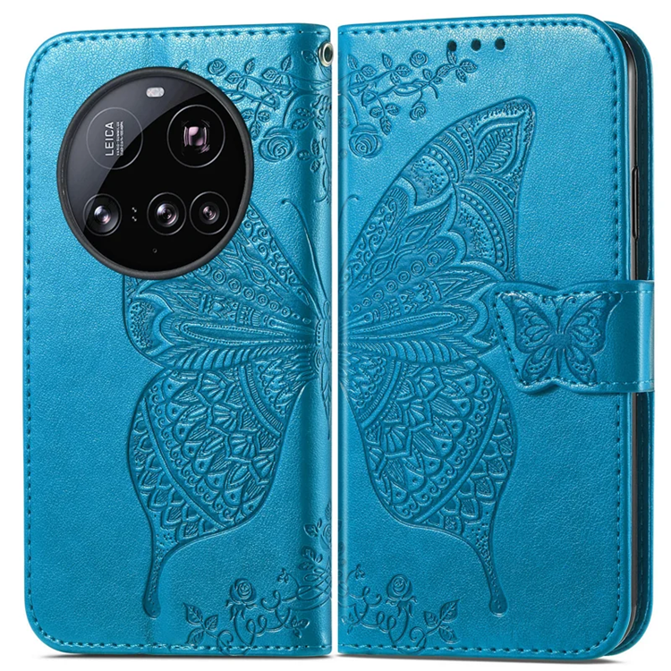 Xiaomi 15 Ultra Konstläder Plånboksfodral Butterfly Pattern - Blå | 2353 | AlltMobil