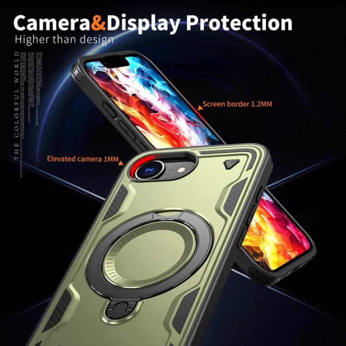 N/A - Mobilskal till iPhone 16e Militärskydd Plast Kickstand - Olivgrön
