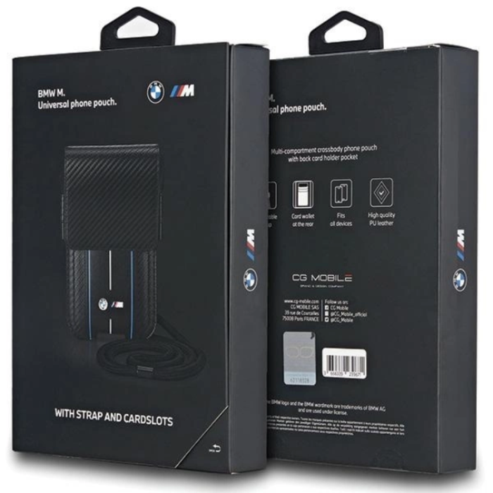 BMW - BMW Halsbandsfodral Carbon & Blå Stripe - Svart