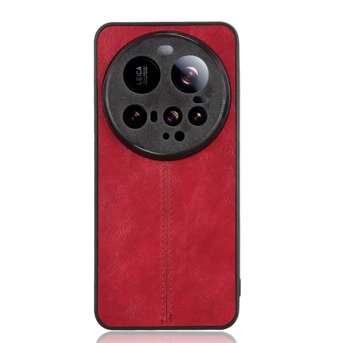 A-One Brand - Xiaomi 15 Ultra Mobilskal Cowhide Lader Stitching Line - Röd