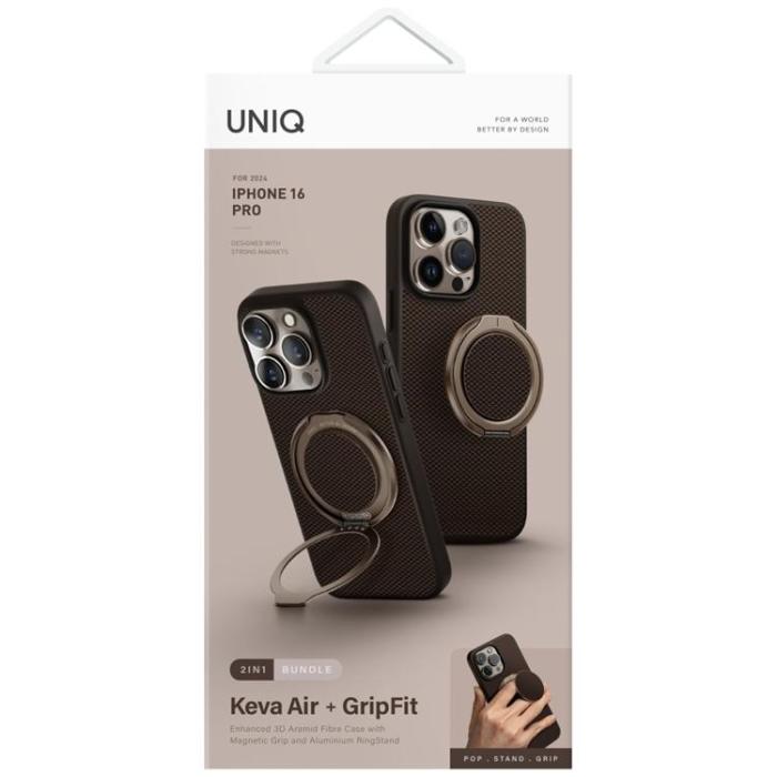 UNIQ - UNIQ iPhone 16 Pro Mobilskal MagSafe Keva Air GripFit - Brun