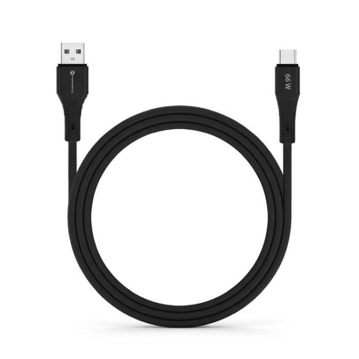 Forcell - FORCELL USB-A till USB-C 66W Kabel 3A 1m QC4.0 Silikon C342 - Svart