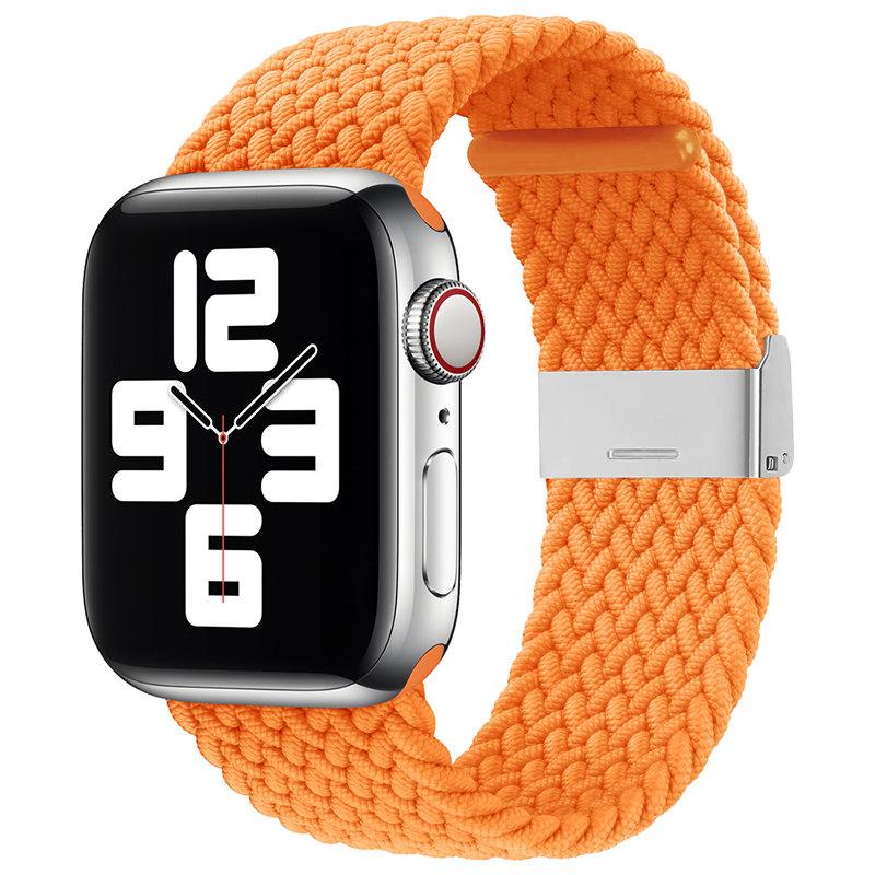 Apple Watch 2/3/4/5/6/7/SE/Ultra (42/44/45/49mm) Armband Braided Tyg - Orange | 5123 | AlltMobil
