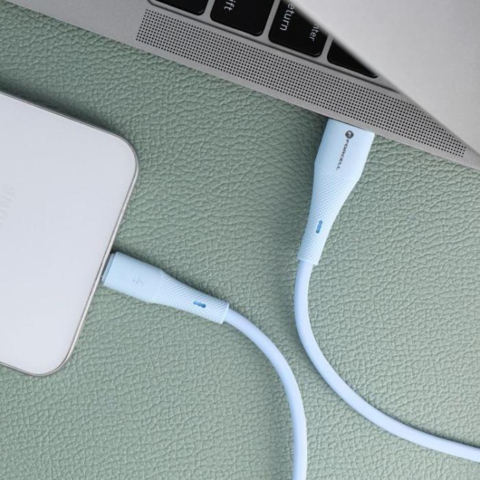 Forcell - FORCELL USB-A till USB-C 66W Kabel 3A 1m QC4.0 Silikon C342 - Blå