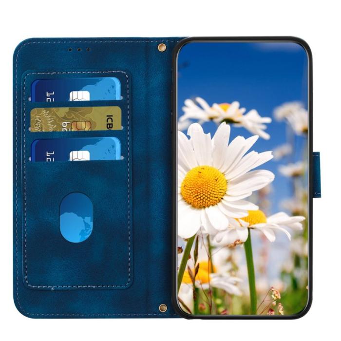 OEM - ABEEL Mobilskal till Samsung Galaxy S26 Ultra Konstläder Blommönster - Blå