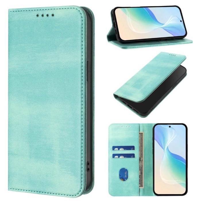 OEM - Samsung Galaxy S26+ Plånboksfodral Konstläder Retro Textur - Mintgrön